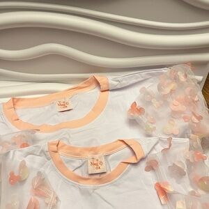 Women’s: The Magic Box White and Peach Short Sleeve Mickey Tulle Tee